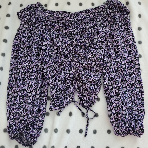 Zara Purple Ruffle Crop Top - Picture 3 of 3
